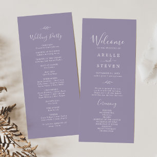 Minimal Leaf   Lavender Wedding Program Programme