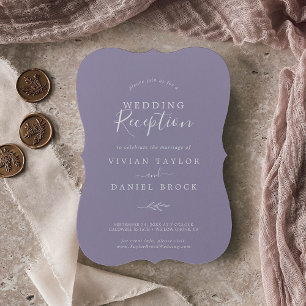 Minimal Leaf   Lavender Wedding Reception Invitation
