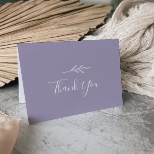 Minimal Leaf   Lavender Wedding Thank You Card