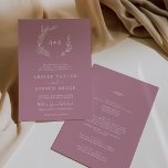 Minimal Leaf | Mauve All In One Wedding Invitation<br><div class="desc">This minimal leaf mauve all in one wedding invitation is perfect for a boho wedding. The design features a simple greenery leaf silhouette in a romantic purple pink colour with minimalist bohemian garden style. Personalise with the first initials of the couple. Save paper by including the details on the back...</div>