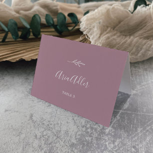Minimal Leaf Mauve Guest Name Place Cards