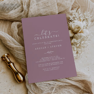 Minimal Leaf Mauve Let's Celebrate Invitation