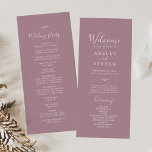Minimal Leaf | Mauve Wedding Program Programme<br><div class="desc">This minimal leaf mauve wedding program is perfect for a boho wedding. The design features a simple greenery leaf silhouette in a romantic purple pink colour with minimalist bohemian garden style. Include the name of the couple, the wedding date and location, thank you message, order of service, wedding party and...</div>