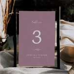 Minimal Leaf | Mauve Wedding Table Number<br><div class="desc">This minimal leaf mauve wedding table number is perfect for a boho wedding. The design features a simple greenery leaf silhouette in a romantic purple pink colour with minimalist bohemian garden style. The card prints on the front and back (double-sided). Items are printed exactly as they appear on your screen...</div>