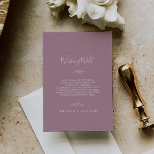 Minimal Leaf   Mauve Wedding Wishing Well Enclosure Card