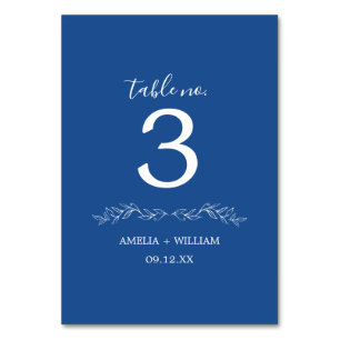 Minimal Leaf Monogram Wedding Table Number Card