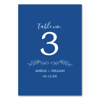 Minimal Leaf Monogram Wedding Table Number Card