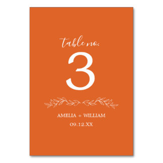 Minimal Leaf Monogram Wedding Table Number Card
