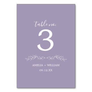 Minimal Leaf Monogram Wedding Table Number Card