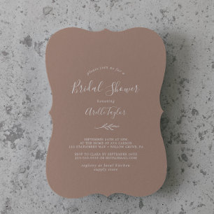 Minimal Leaf   Neutral Bridal Shower Invitation