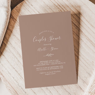 Minimal Leaf   Neutral Couples Shower Invitation