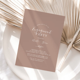 Minimal Leaf   Neutral Engagement Party Invitation
