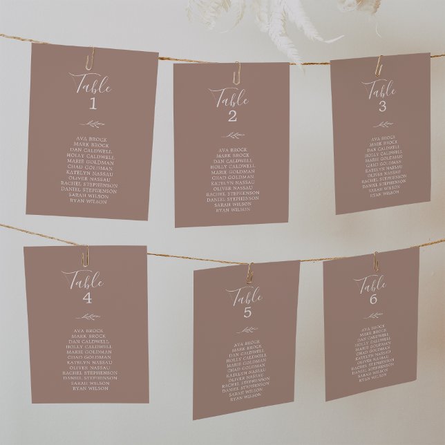 Minimal Leaf Neutral Hanging Seating Chart Card (Creator Uploaded)