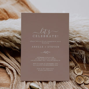 Minimal Leaf Neutral Let's Celebrate Invitation