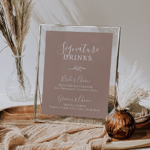 Minimal Leaf Neutral Signature Drinks Poster