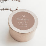 Minimal Leaf | Neutral Thank You Favour Sticker<br><div class="desc">These minimal leaf neutral thank you wedding favour stickers are perfect for a boho wedding reception. The design features a simple greenery leaf silhouette in an earthy natural tone with minimalist desert bohemian style. Personalise the sticker labels with your names, the event (if applicable), and the date. These stickers can...</div>