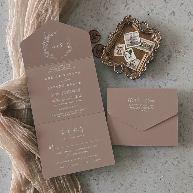 Minimal Leaf | Neutral Wedding All In One Invitation (Creator Uploaded)
