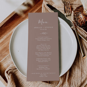 Minimal Leaf   Neutral Wedding Dinner Menu