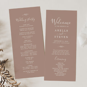 Minimal Leaf   Neutral Wedding Program Programme