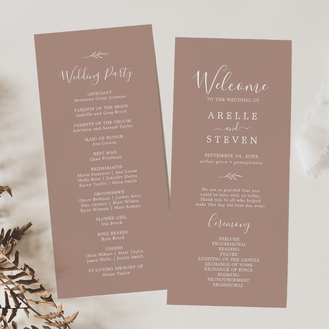 Minimal Leaf | Neutral Wedding Program Programme (Creator Uploaded)