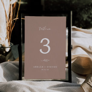 Minimal Leaf   Neutral Wedding Table Number