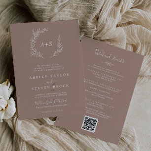 Minimal Leaf Neutral Weekend Events Wedding Invitation