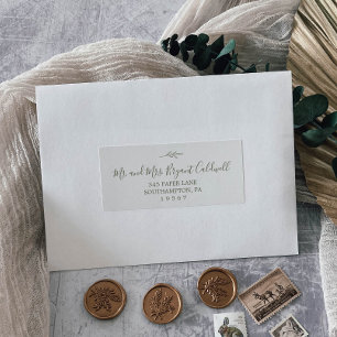 Minimal Leaf Olive Green Guest Address Labels