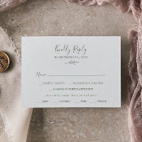 Minimal Leaf | Olive Green Menu Choice RSVP Card