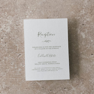 Minimal Leaf   Olive Green Reception Enclosure Card
