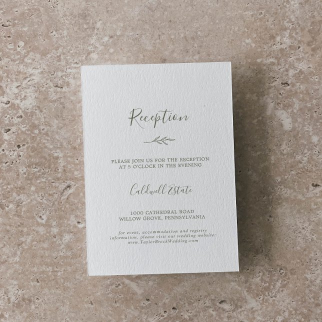 Minimal Leaf | Olive Green Reception Enclosure Card (Creator Uploaded)