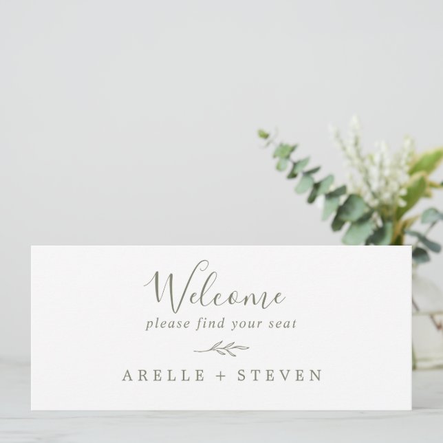 Minimal Leaf | Olive Green Seating Chart Header (Standing Front)