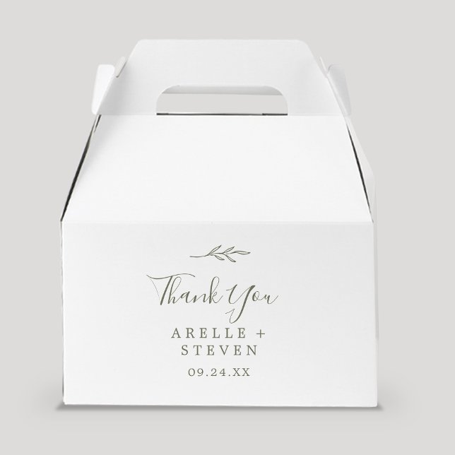 Minimal Leaf | Olive Green Thank You Wedding Favour Box (Creator Uploaded)