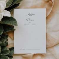 Minimal Leaf | Olive Green Wedding Advice Card