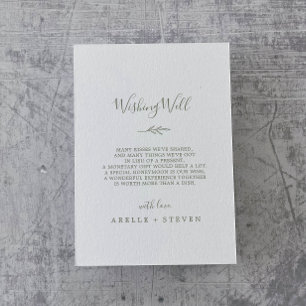 Minimal Leaf Olive Green Wedding Wishing Well Enclosure Card