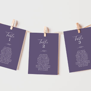 Minimal Leaf Plum Hanging Seating Chart Card