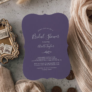 Minimal Leaf   Plum Purple Bridal Shower Invitation