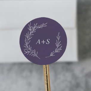 Minimal Leaf   Plum Purple Monogram Envelope Seals