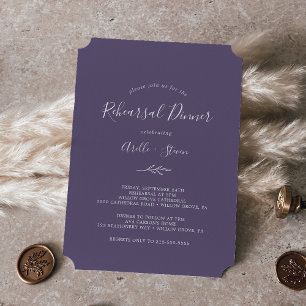 Minimal Leaf Plum Purple Rehearsal Dinner Invitation