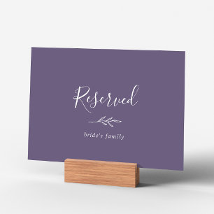 Minimal Leaf Plum Purple Reserved Sign