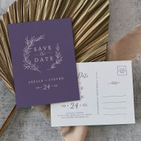 Minimal Leaf | Plum Purple Save the Date