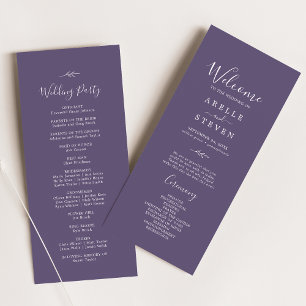 Minimal Leaf   Plum Purple Wedding Program Programme