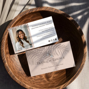Minimal Leaf Registered Massage Therapist Photo  Business Card