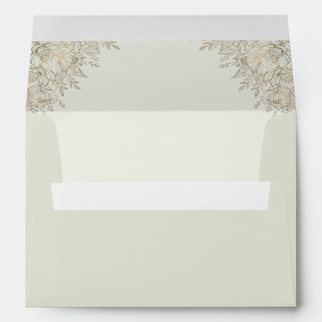 Minimal Leaf  romantic wedding Floral Envelope (Back (Bottom))