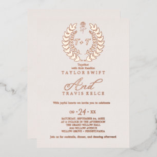Minimal Leaf Rose Gold Foil Monogram Wedding