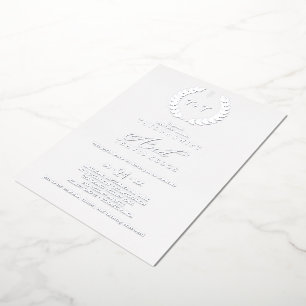 Minimal Leaf Rose Gold Foil Monogram Wedding