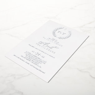 Minimal Leaf Rose Gold Foil Monogram Wedding