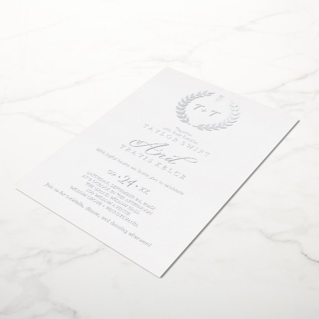 Minimal Leaf | Rose Gold Foil Monogram Wedding  (Rotated)