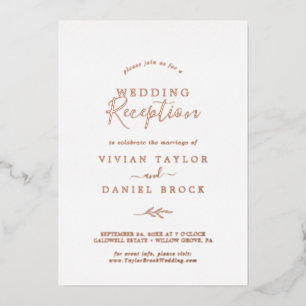 Minimal Leaf Rose Gold Foil Wedding Reception