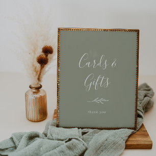 Minimal Leaf Sage Green Cards and Gifts Poster
