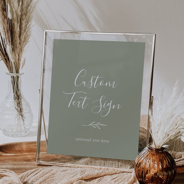 Minimal Leaf | Sage Green Custom Text Sign (Creator Uploaded)